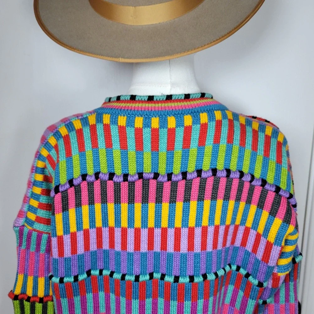 Christine Foley Vintage Retro Colorful Cardigan Small Cottagecore Boho Artsy - Picture 8 of 10